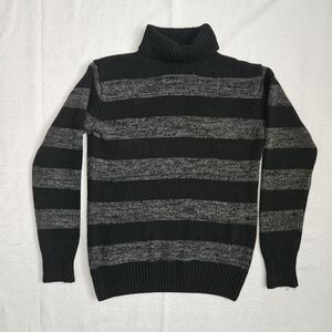 Eddie Bauer Womens Black and Gray Striped Sweater